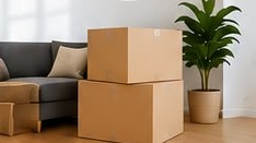 Cartons et canapé livrés